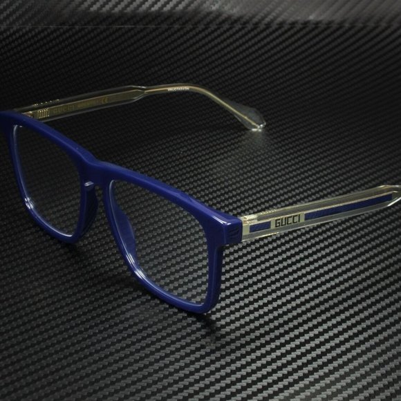 Gucci Men's Square Blue Crystal 54mm Eyegl…